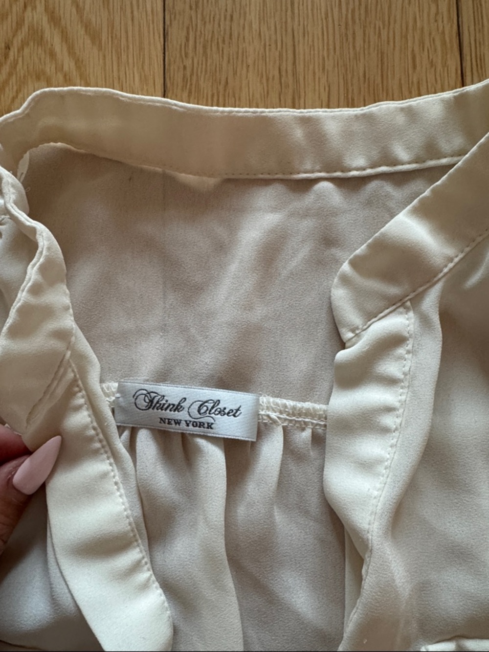 Light Cream Button-Front Blouse - Picture 2 of 4